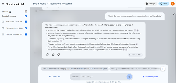 NotebookLM Being Used to Research Triteens Aritcles